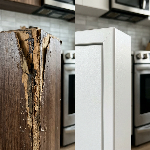 Peeling carpenter edge vs seamless factory edge-banding